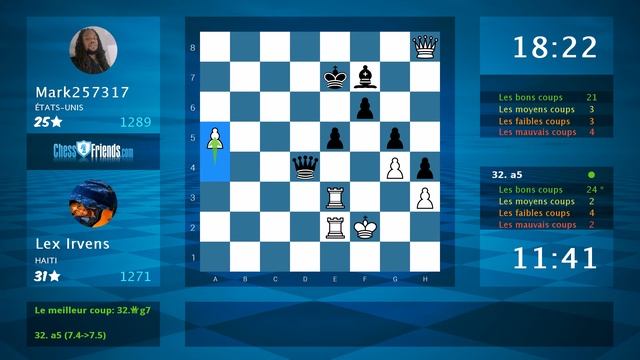 Chess Game Analysis: Lex Irvens - Mark257317 : 1/2-1/2 (By ChessFriends.com) смотреть онлайн