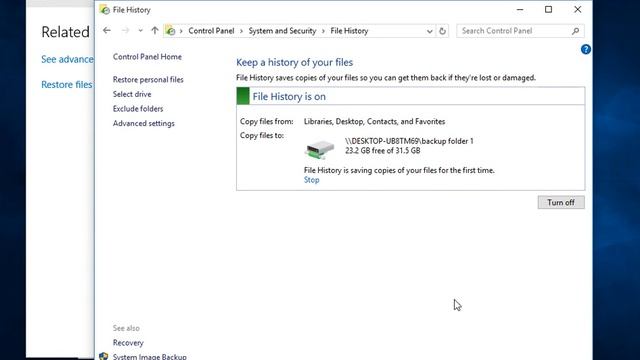 Tutorial - Windows 10 pro file history without any attached drives смотреть онлайн