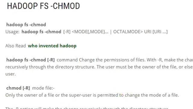 HADOOP FS CHMOD смотреть онлайн