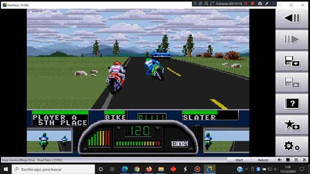 Road Rash 2 - Sega Genesis Mega Drive - Pantheon v10.086 emulator - test Windows 10 смотреть онлайн