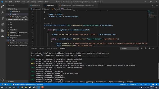 .net core 3.0 Worker Service + Application Insights смотреть онлайн