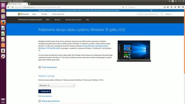 Pobieranie pliku ISO zawierającego instalator systemu Windows 10 przy użyciu Linuksa Ubuntu. смотреть онлайн