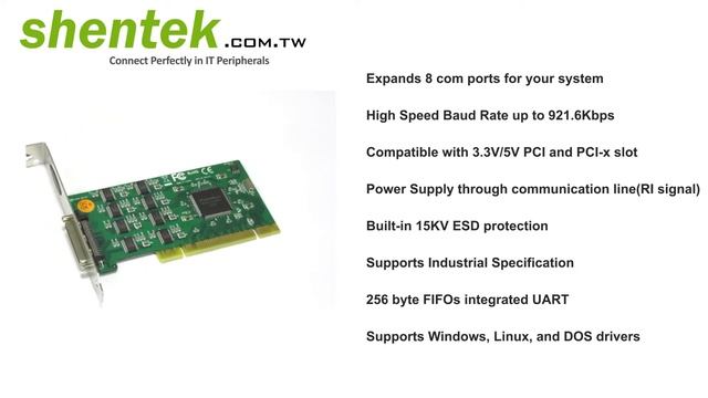 Industrial 8 port Serial RS232 RS 232 PCI Card Standard Low Profile Bracket shentek смотреть онлайн