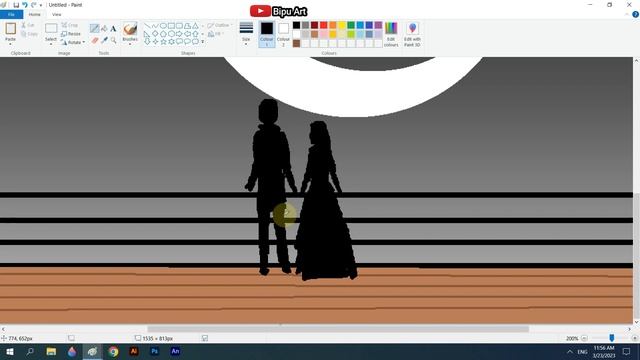 How to draw in computer| Romantic Couple | ms paint tutorial | Microsoft paint | computer painting смотреть онлайн
