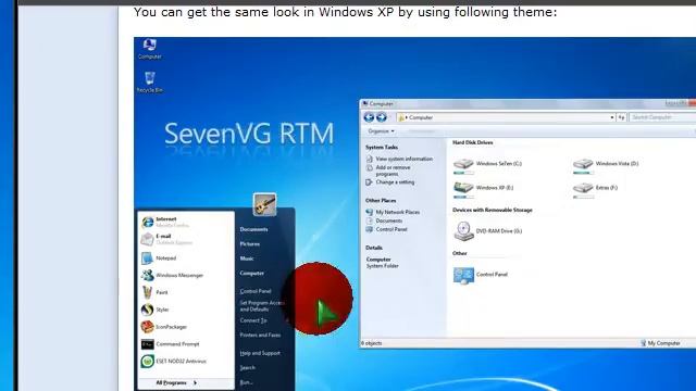 how to make XP & Vista look like windows 7 смотреть онлайн