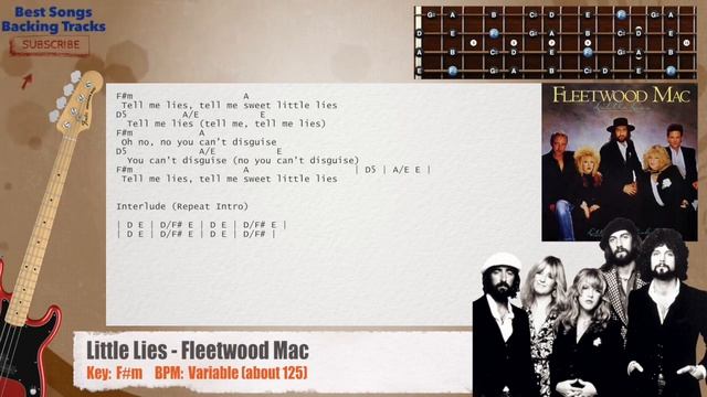 🎻 Little Lies - Fleetwood Mac Bass Backing Track with chords and lyrics смотреть онлайн