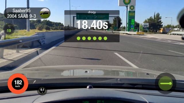 Saab 9-3 NG acceleration 100-200 Km/h with Dragy GPS. смотреть онлайн