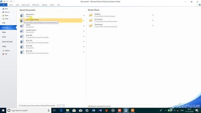 Recent Option In Microsoft Word 2010 смотреть онлайн