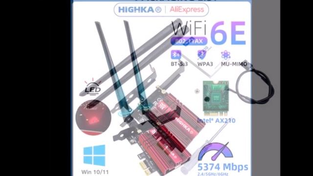 5374Mbps Wi Fi 6E PCIe Wireless Network Card смотреть онлайн