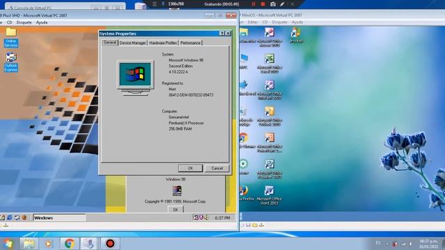 Windows 98 Plus! VHD vs MiniOS XP in Virtual PC 2007 смотреть онлайн