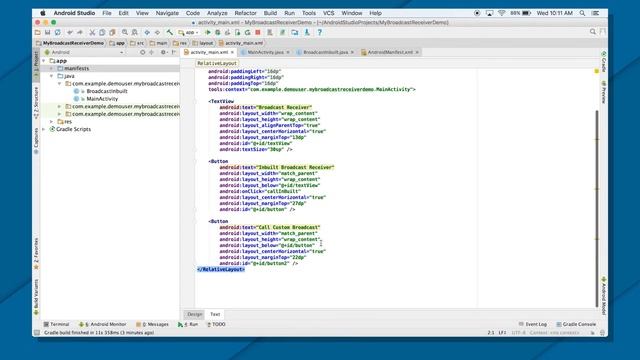 Broadcast Receivers DEMO (Android Development Fundamentals, Unit 3: Lesson 7.3) смотреть онлайн