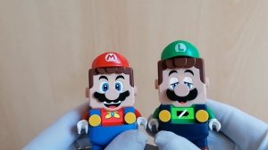 Luigi Battery died! Can you connect a low battery Luigi and a normal LEGO® Mario? #mario #legomario