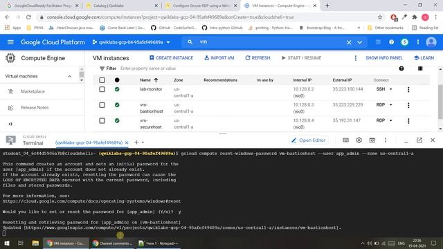 Configure Secure RDP using a Windows Bastion Host [GSP303] смотреть онлайн
