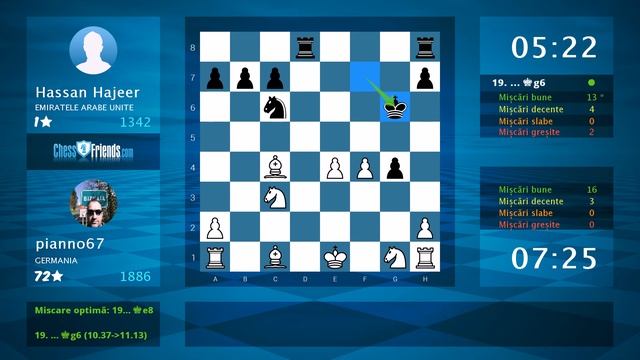 Chess Game Analysis: pianno67 - Hassan Hajeer : 1-0 (By ChessFriends.com) смотреть онлайн
