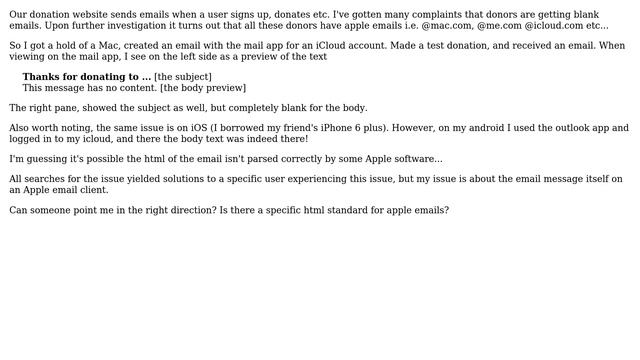 Apple: Emails to iCloud from my server show 'This message has no content' смотреть онлайн