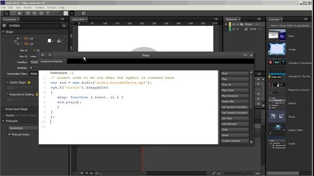 Sound Effects in Adobe Edge Animate 3.0 смотреть онлайн
