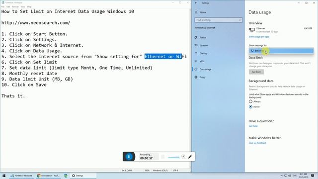 How to Set Limit on Internet Data Usage Windows 10 смотреть онлайн