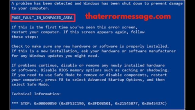 PAGE_FAULT_IN_NONPAGED_AREA (Windows) смотреть онлайн