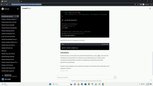 python install pandas package смотреть онлайн