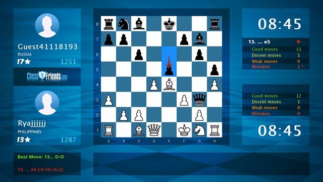 Chess Game Analysis: Ryajjjjjj - Guest41118193 : 1-0 (By ChessFriends.com) смотреть онлайн
