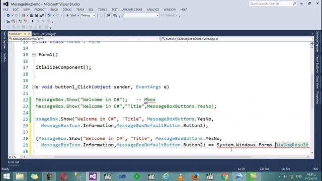 29- Message Box And Dialog Result in C# смотреть онлайн