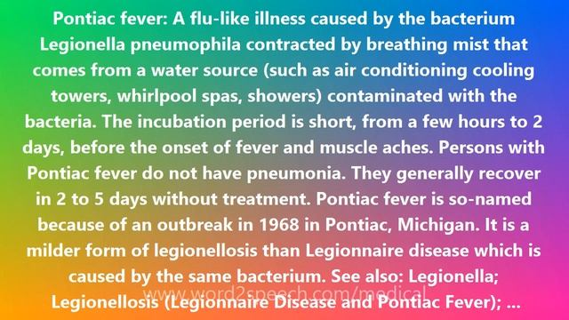 Pontiac Fever - Medical Meaning And Pronunciation