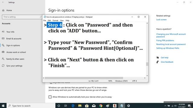 How To Set Password On Windows 10 Laptop/PC | Set Lock Screen Password On Windows | Easy Way смотреть онлайн