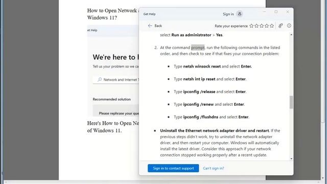 Run Network and Internet Troubleshooter in Get Help app on Windows 11 смотреть онлайн