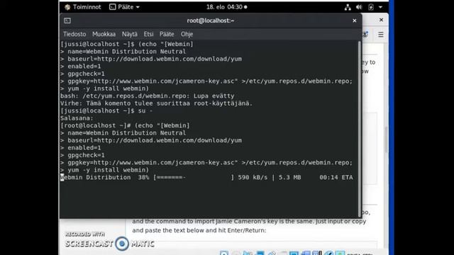 Webmin installation to CentOS смотреть онлайн