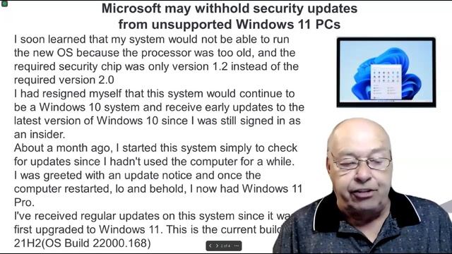 Microsoft may withhold security updates from unsupported Windows 11 PCs смотреть онлайн