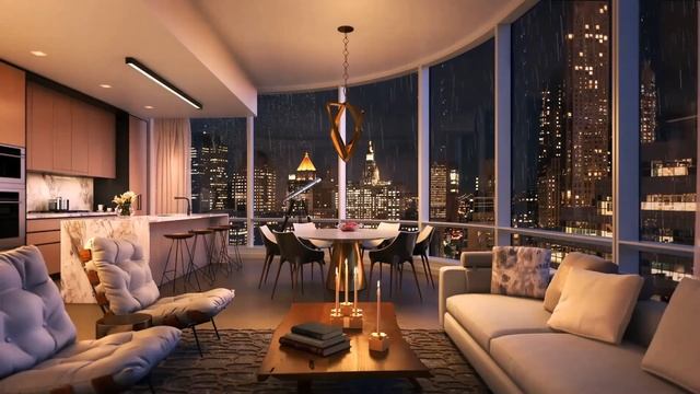 Beautiful Apartment Night Rain - Gentle Raining on Window Sound | Sleeping, Studying, Concentration смотреть онлайн