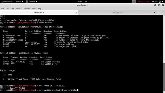 Exploit MS17-010 using Metasploit without Fuzzbunch смотреть онлайн