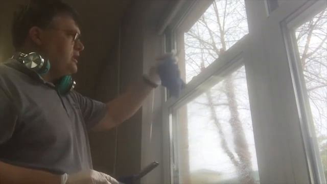School janitor Window Cleaning with a squeegee. Custodian Training. смотреть онлайн