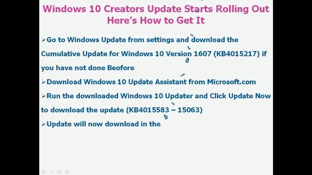 Windows 10 Creators Update Starts Rolling out Here’s How to Get It easy steps смотреть онлайн