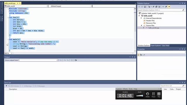 Simple Visual Studio Express 2013 c++ console example смотреть онлайн