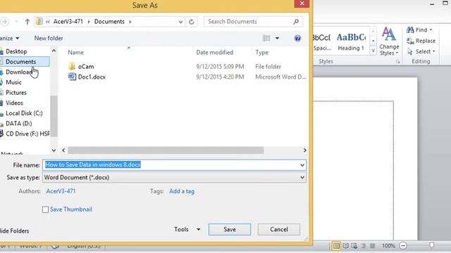 How to Save Data in Microsoft Word 2010 for windows 8 1 Tutorial смотреть онлайн