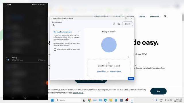 How to Transfer files from android to Windows without wire, wireless | Nearby Share Beta for Window смотреть онлайн