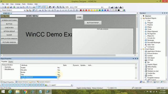 POP UP WINDOW WinCC Siemens HMI смотреть онлайн
