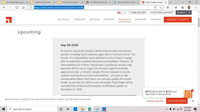 Patch Tuesday Quick Summary - 23 critical, 105 important vulnerabilities fixed (Sept 8, 2020) смотреть онлайн