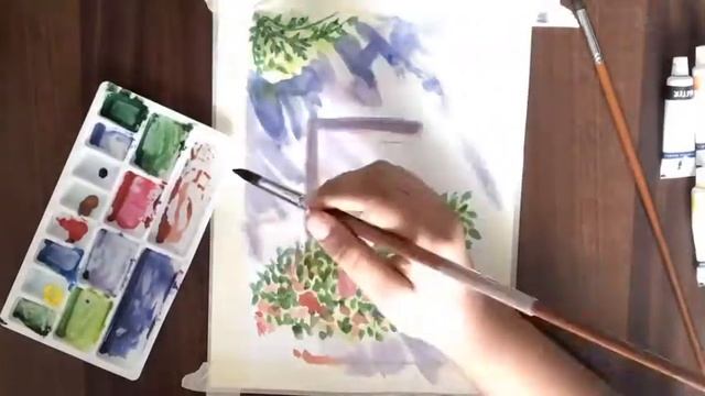 Window blossom water colour painting| Dhanisha arts 🎭 смотреть онлайн