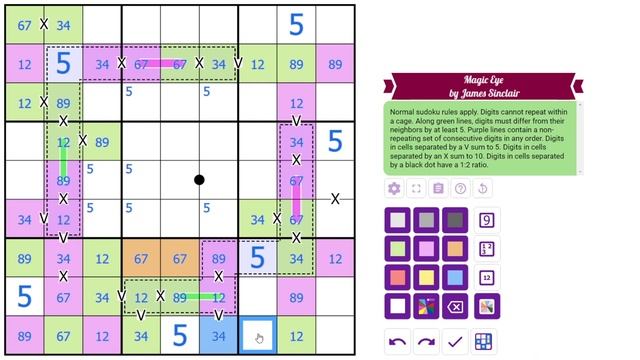 Sudoku :- Cages + XVs (English) Easy смотреть онлайн