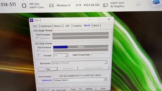 Acer Swift SF314-511-55NA (Cpu-Z Benchmark Test) смотреть онлайн