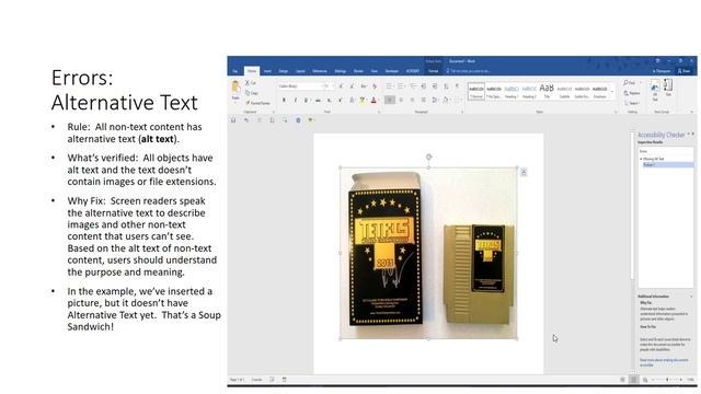 Word for Windows 2016 Accessibility Checker: Alternate Text Errors смотреть онлайн