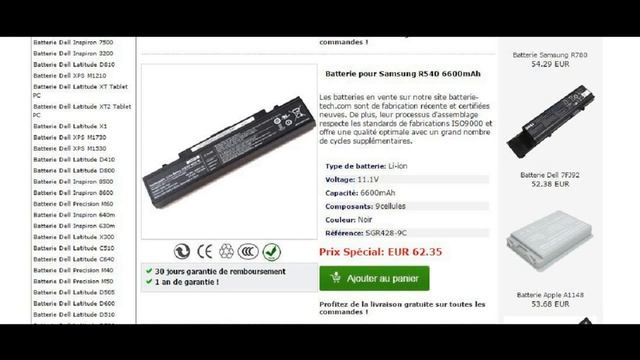 Batterie Pc Portable Samsung R540 смотреть онлайн