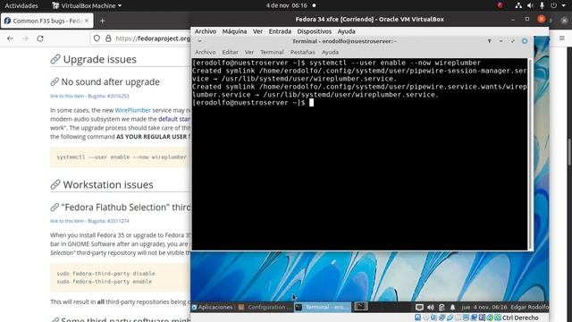 Solucionar problema con audio/sonido después de actualizar Fedora 34 a 35 смотреть онлайн