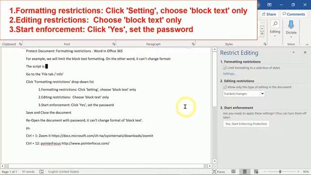 Protect Document Formatting restrictions Word in Office 365 смотреть онлайн
