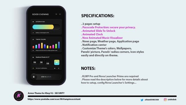 [New][KLWP][Android] Armor Theme for KLWP V2 - SECURITY смотреть онлайн