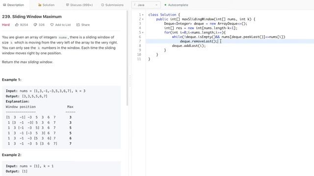 Leetcode 239. Sliding Window Maximum | monotonic queue смотреть онлайн