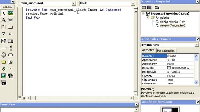 Curso de Visual Basic 6.0: - Video Nro 4 - Menus - Pasando datos de un formulario a otro смотреть онлайн
