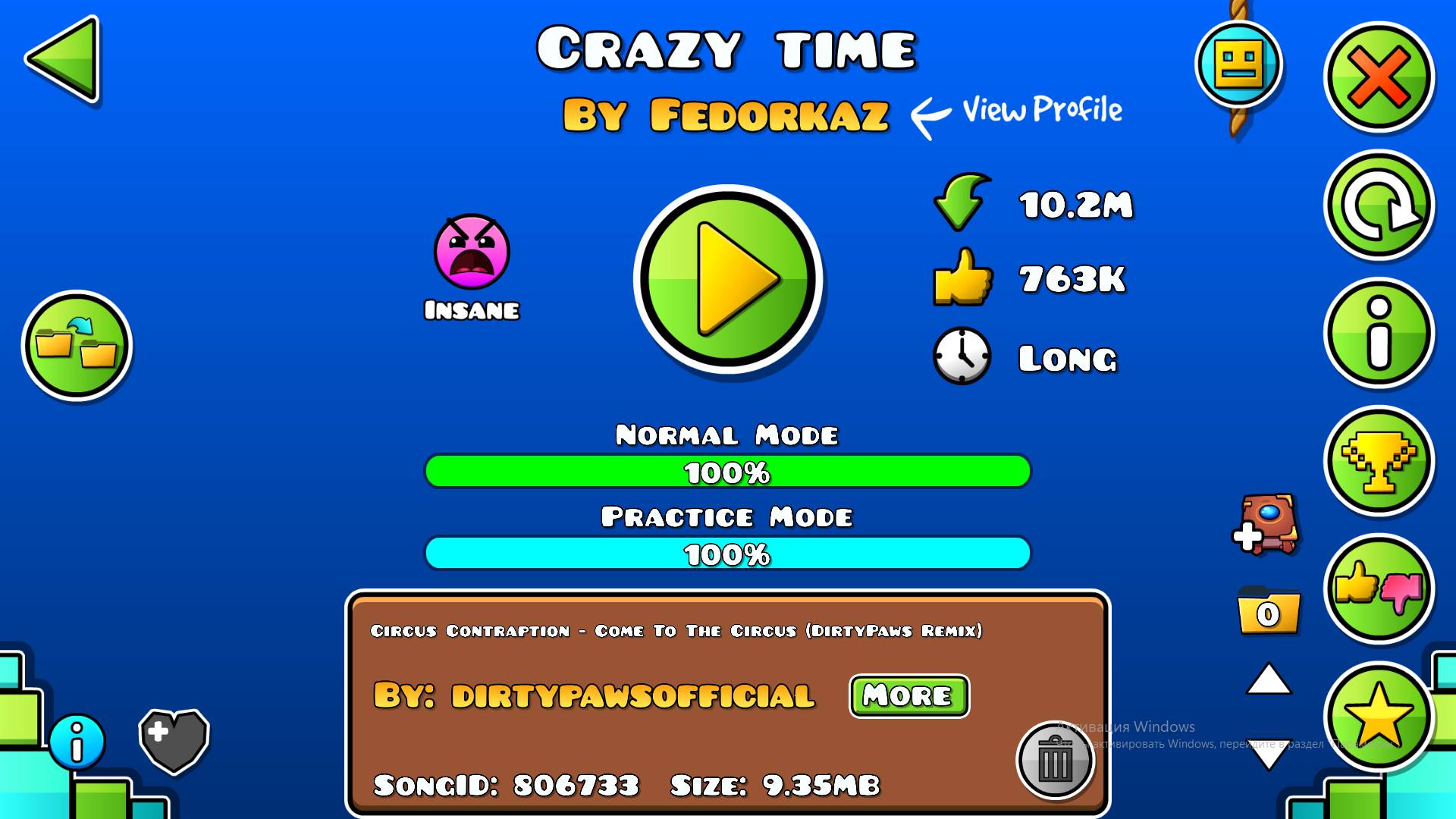 Прохождение уровня в GEOMETRY DASH "CRAZY TAME" смотреть онлайн
